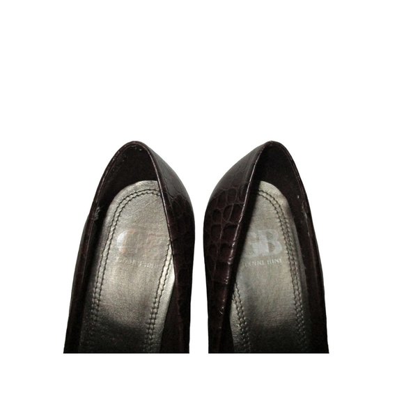 *Gianni Bini Brown Patent Croc Squared Toe Pumps - Picture 4 of 8